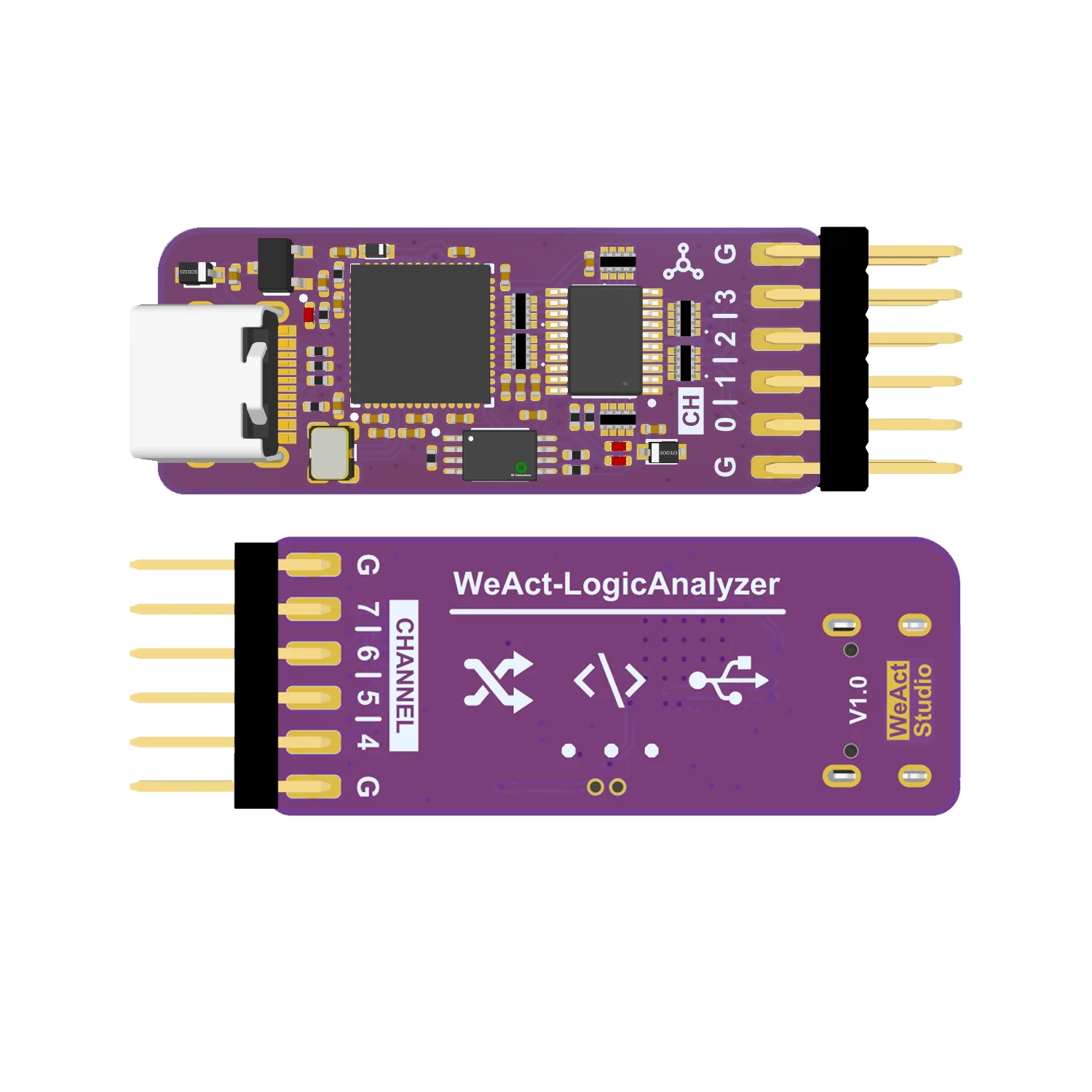 WeAct USB Logic Analyzer DLA Mini 24Mhz 8ch Channels Hardware Debug Tool 5V MCU ARM FPGA Debugger 6