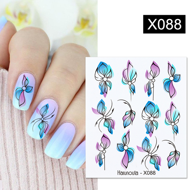 1 Sheet Nail Water Decals Transfer Lavender Spring Flower Leaves Nail Art Stickers Nail Art Manicure DIY