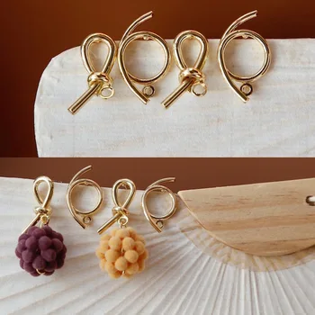 

Irregular Knot S925 Silver Needle with Pendant Ear Stud INS-Style Earrings Jewelry DIY Accessory Gold Plating Maintains Color