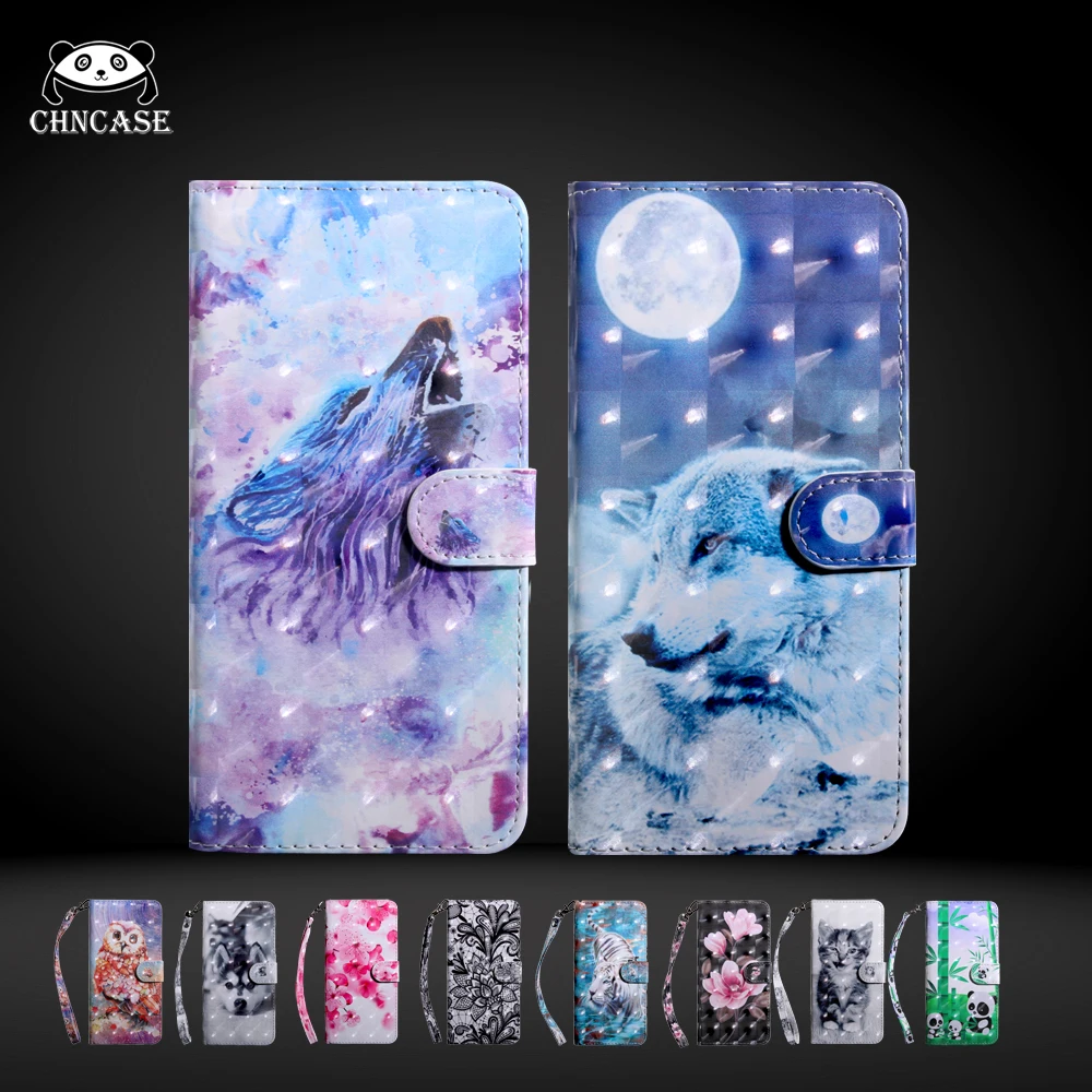 CHNCASE Wolf для samsung Galaxy J2 Pro J3 J5 J7 J4 J6 J8 Plus чехол на магните кожаный флип-бумажник чехол для телефона