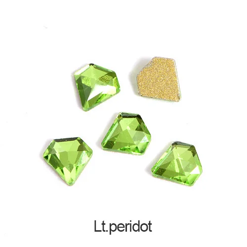 Lt.peridot 20 шт 7 мм Алмазная форма K9 не горячая фиксация стразы с плоской задней стороной для дизайна ногтей Стразы стеклянные хрустальные стразы для украшения ногтей B1338 - Цвет: Lt.peridot