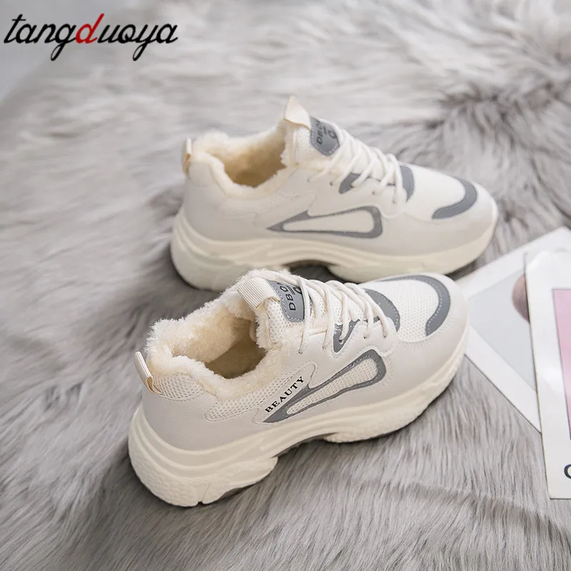 Sneakers Women Winter Running Shoes for Women Cotton Plush Mixed Colors Sport Shoes Woman Winter Shoes Women