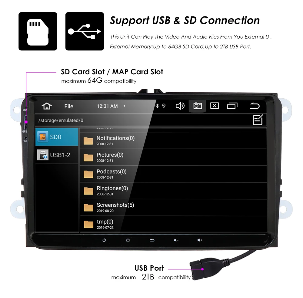 Android 9,0 8-ядерный 9 дюймов 2 din 4G+ 64G gps Автомобильный Радио плеер forvw passat golf 4 5 tiguan polo skoda fabia CC JettaDAB wifi