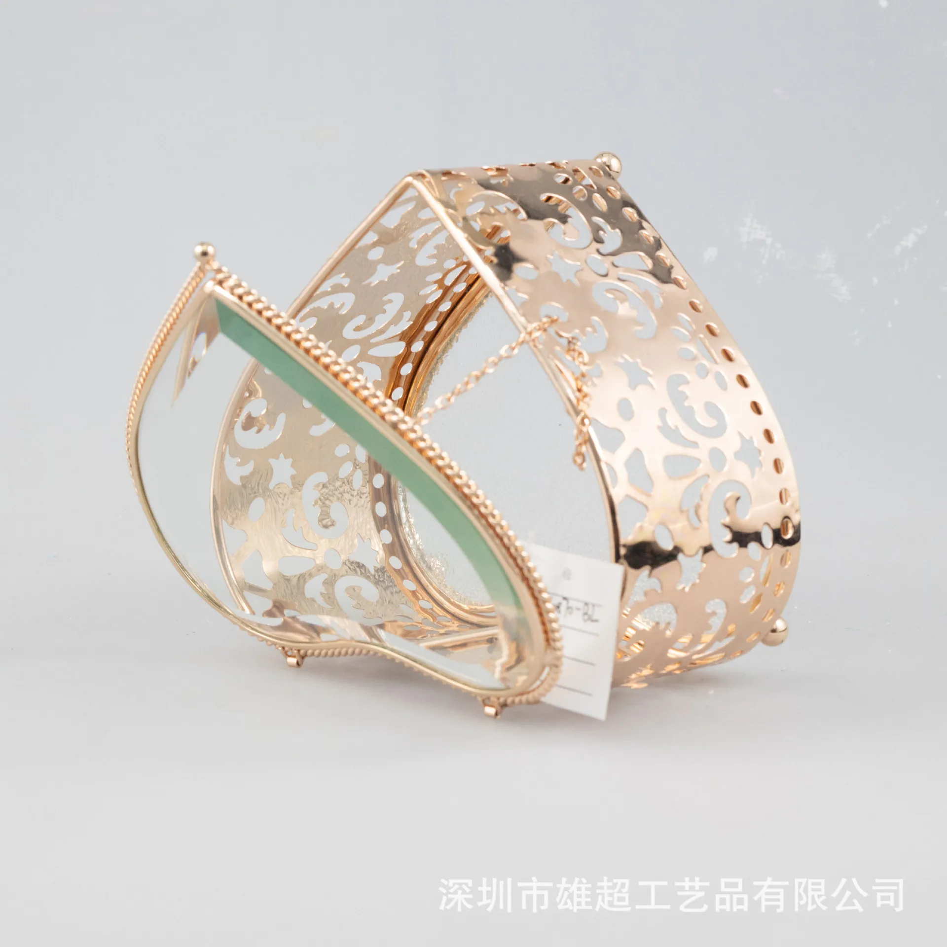 The New Diamond Heart Shape Glass Jewelry Storage Box Ring Necklace Dressing Table Makeup Organizer Storage Container