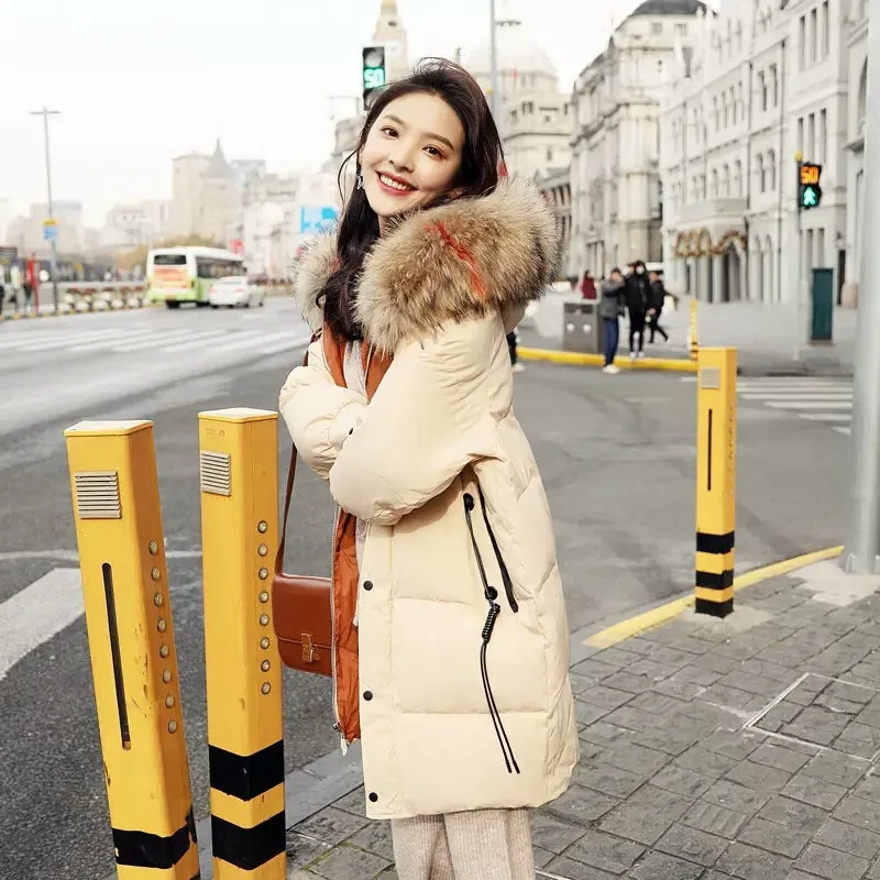 

Winter New Style Cotton Coat Women's Mid-length Versatile Loose And Plus-sized Fur Collar Cotton-padded Clothes Thick L9252