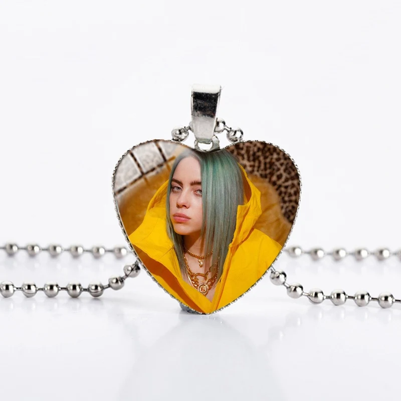 14 Хип-хоп Billie Eilish рок-певица ожерелье женщина кабошон стекло купол сердце Чокер-ожерелье в стиле панк ювелирные изделия болельщики подарки - Окраска металла: 14