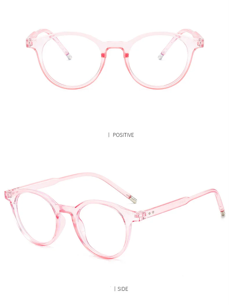 Longketter Ретро женские очки для глаз кошки оправа анти-синий свет мужские круглые оптические очки оправа горячие прозрачные очки рамки - Цвет оправы: Transparent Pink