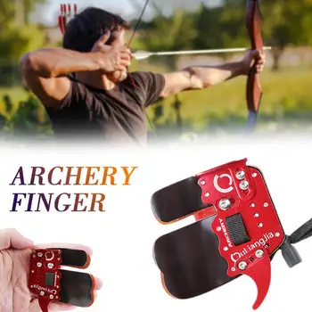 

Archery Glove Durable Practical Black Red Leather Bow Arrow Shooting Protection Finger Beginner Tools Outdoor Sports Portable
