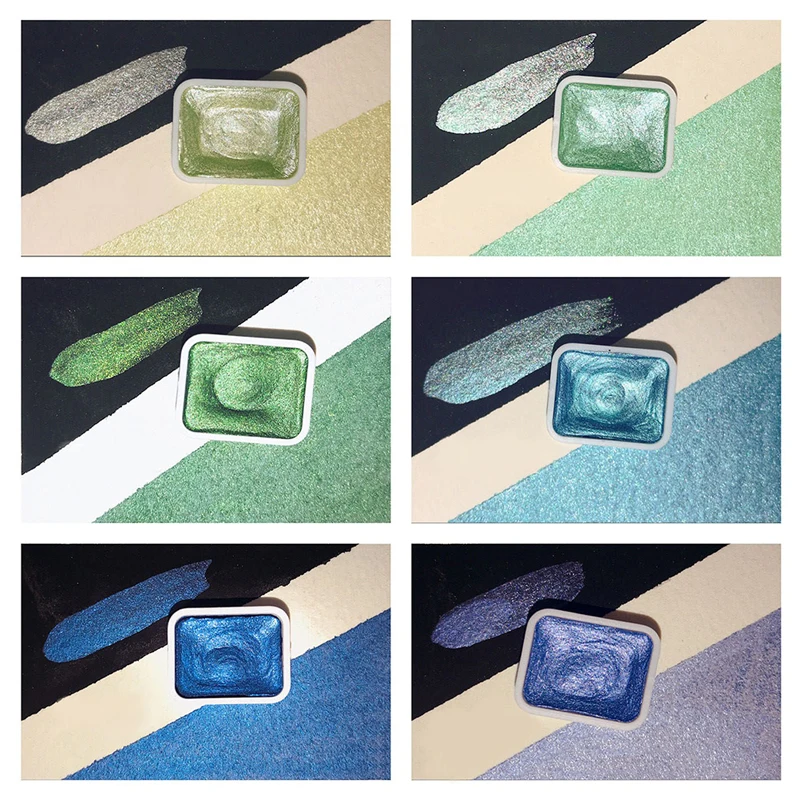 6/12/18 color Pearlescent Watercolor Pigment Pearlescent Pigment Art Metallic Glitter Acuarela School Stationery Glitter Powder