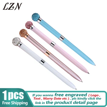 

High Quality 1pcs Gel Pen Round Colored Diamonds Metal Material Beautiful Pen 0.5mm Student Stationery Gift