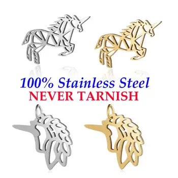 

5 Pieces Hollow Unicorn Charm Wholesale 100% Stainless Steel DIY Jewelry Finding Pendant AAAAA Quality Pendants
