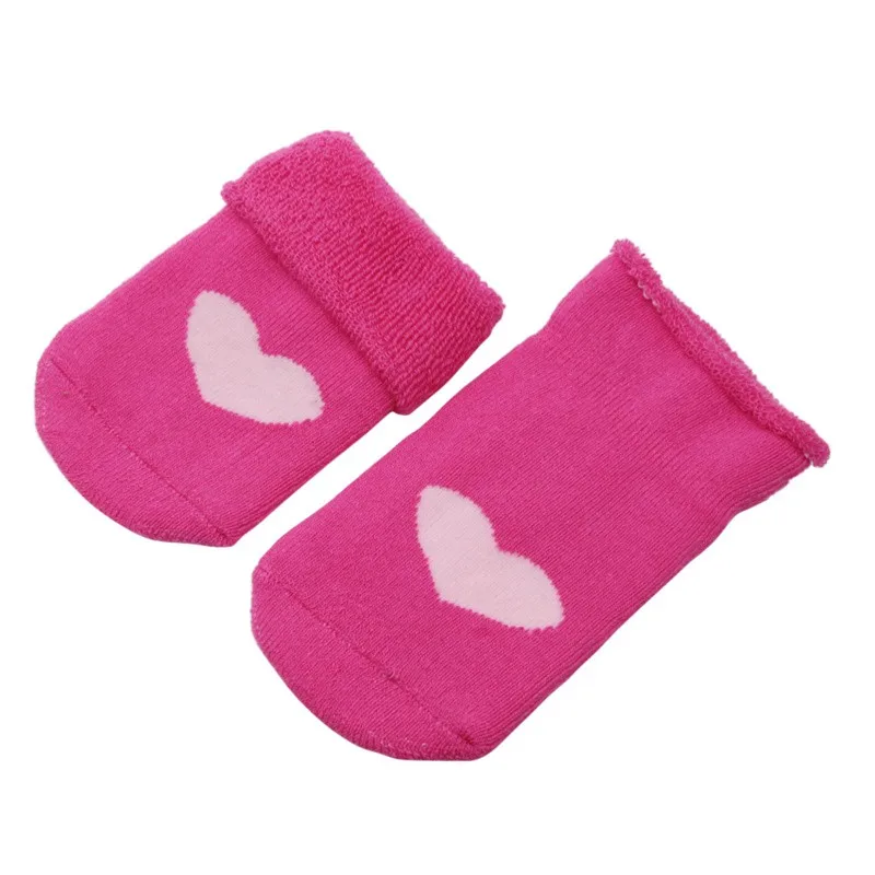 Baby Boys Girls Thickening Cotton Heart Print Cartoon Anti-slip Floor Socks Hot Newborn Winter Autumn Warm Soft Clothes Socks