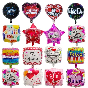 

10pcs/lot 18inch Spanish TE AMO Foil Balloons Mother's Day Heart Shape Helium Air Globos Decor Valentine's day supplies baloes