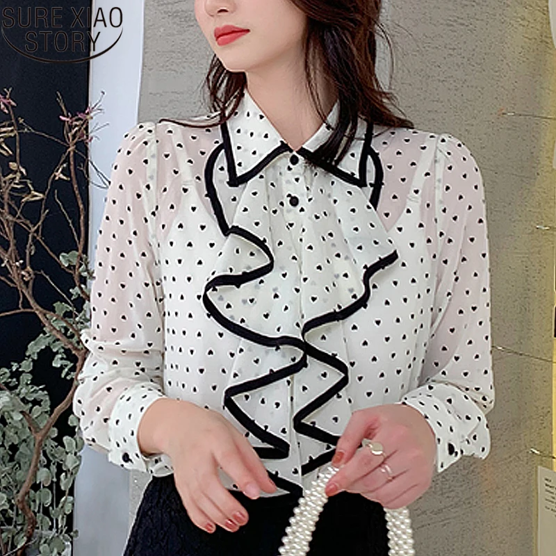 

Causal Long Sleeve Chiffon Blouse Ladies 2019 New Arrival Autumn Women Tops and Blouse Print Tops Wavy Clothes Blusa 5696 50