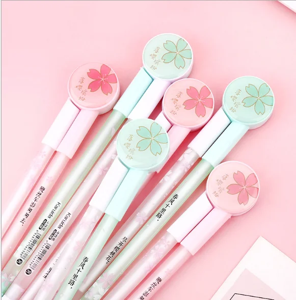 Wholesale Gel Pen Creative Cherry Blossom Penalty Neutral Pen 0.5mm Students Stationery Writing Tool Office Supplies GP578