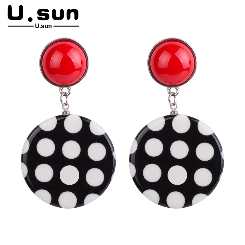 

Circle Earrings Trend Big Long Colorful Ladies Drop Earrings Jewelry Elegant Simple Resin Acrylic White Dots Earring Statement