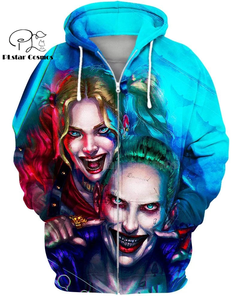 PLstar Cosmos dc comic хаха Джокер Харли Квинн 3d толстовки/рубашка/Толстовка зима осень длинные selvee Harajuku streetwear-25 - Цвет: zip hoodies
