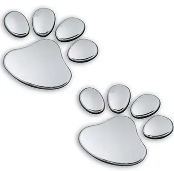 

10pairs 3D Dog Bear Footprints Chrome Badge Emblem Car Stickers Decal Dog paw Dog Footprint 3D PVC for FOCUS 2 3 ST