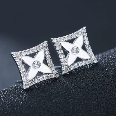 silver Модные серьги с кубическим цирконием для женщин, роскошные геометрические маленькие корейские сережки-шпильки, брендовые серьги, свадебные ювелирные изделия Z276 - Окраска металла: silver
