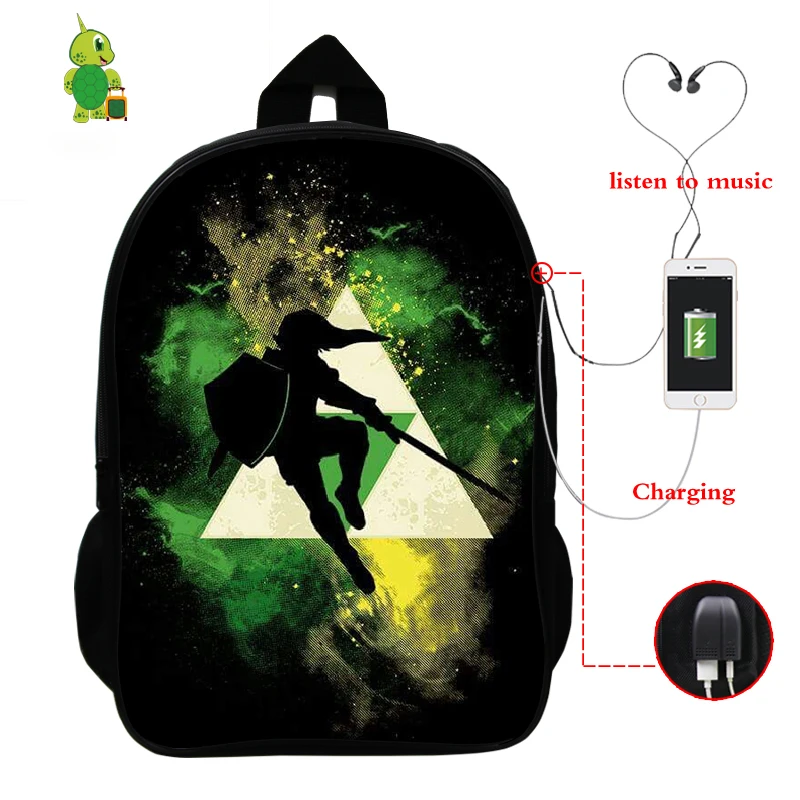 

Mochila The Legend of Zelda Backpack Anime School Bags for Teenagers USB Charge Laptop Backpack Men Women Backpack Travel Bags