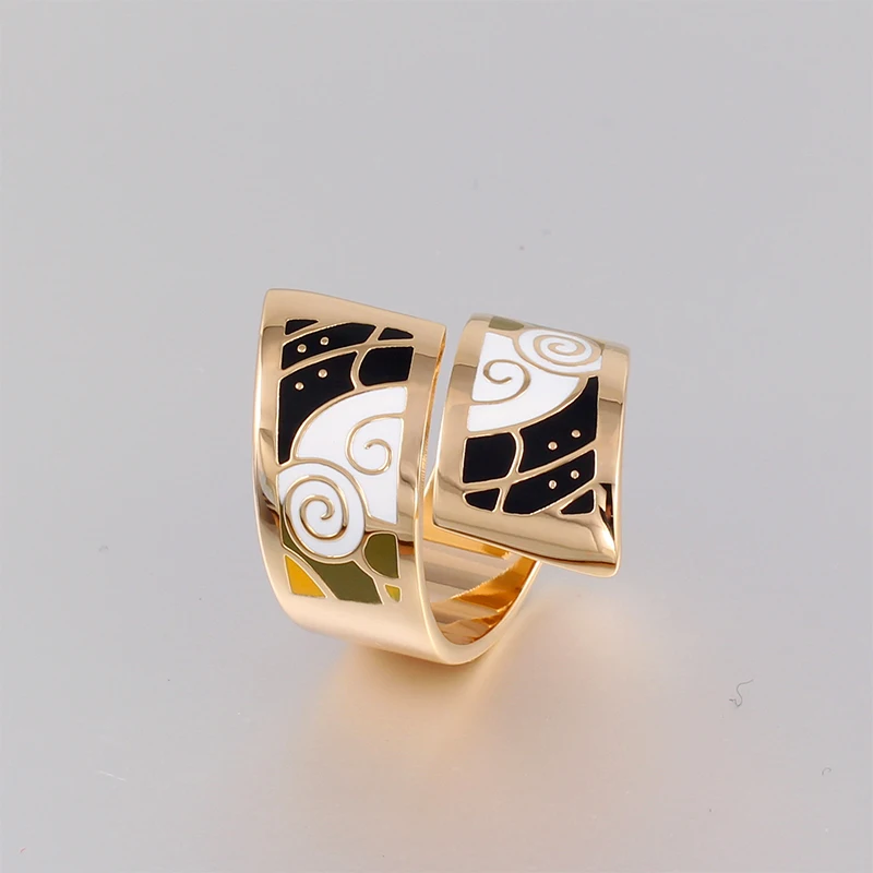 Кольца, открытые для женщин, геометрические узоры, эмаль, регулируемое кольцо, ювелирные изделия, вечерние, подарки - Цвет основного камня: pcjz15-02A