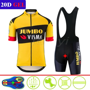 

2020 Team JUMBO VISMA summer pro team men's short sleeve cycling jersey kit ropa ciclismo bicycle bike clothing bib shorts set