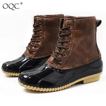 Модные утка сапоги женские зимние меховые теплые сапоги шикарные женские военные сапоги квадратный каблук рабочие сапоги mujer D30