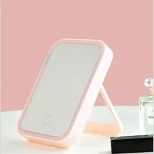 

New Led Folding Portable Desktop Makeup Mirror Illuminated Usb Charging Table Mirror With Adjustable Light Touch Screen
