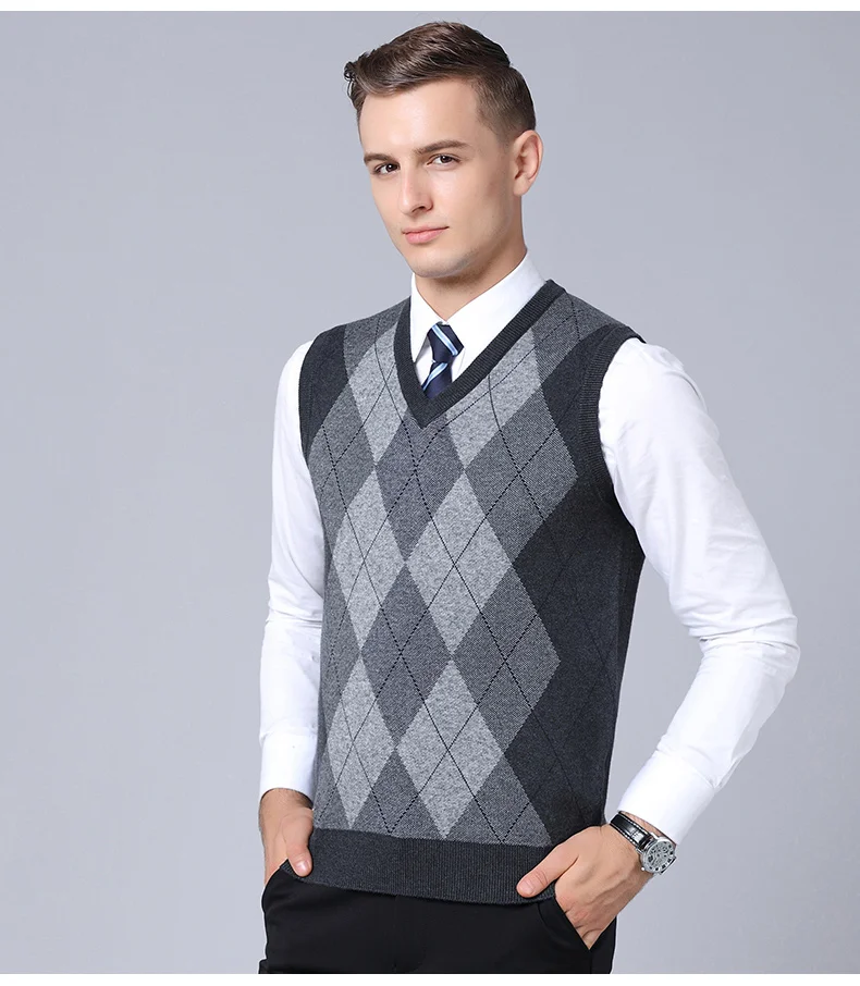 Covrlge модный брендовый свитер мужские s пуловеры с v-образным вырезом Облегающие джемперы вязаные без рукавов осенний Повседневный стиль Мужская одежда MZB003