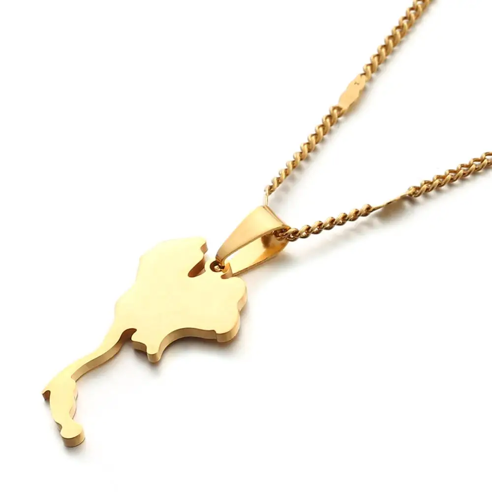 Stainless Steel the Kingdom of Thailand Map Pendant Necklaces Fashion Thailand Map Charm Jewelry 4