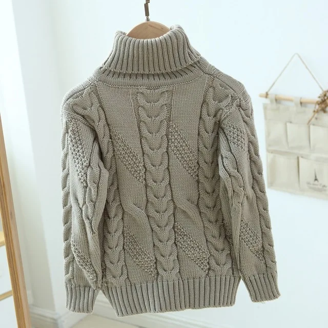 Rlyaeiz/свитера для маленьких девочек и мальчиков; коллекция года; сезон осень-зима; повседневная детская одежда; пуловер с высоким воротником; вязаный детский свитер