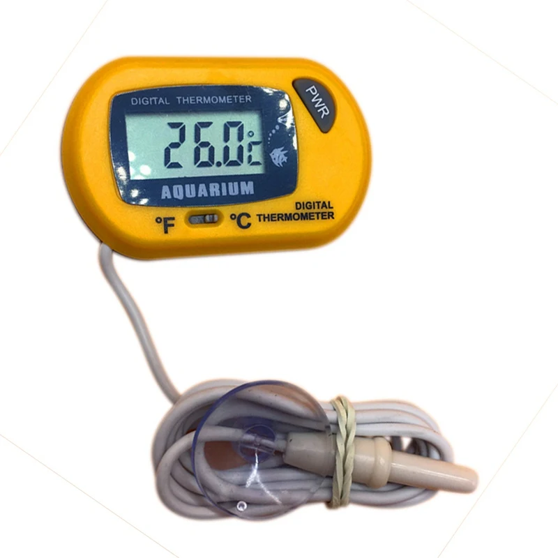 Аквариум Цифровой термометр производители оптом по Цельсию по Фаренгейту преобразования температуры 1,5 в кнопка батареи - Цвет: Цвет: желтый