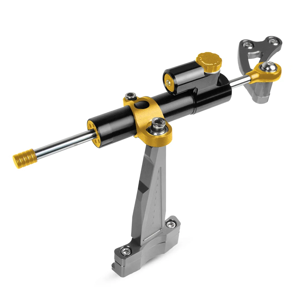 GL-BK-GY CNC алюминиевый регулируемый руль для мотоциклов стабилизатор руля демпфер кронштейн комплект аксессуаров для HONDA CB 650 F CB650F - Цвет: GL-BK-GY