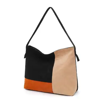 

PU Corduroy Women Shopping Handbags Vintage Hit Color Female Messenger Bag PU Leather Crossbody Shopping Handbag