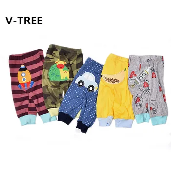

V-TREE Pure Cotton Cute Soft Newborn Children's Clothing Baby PP Long Pants Baby Cartoon Big Butt Pants Four Seasons 5 Pack Mid