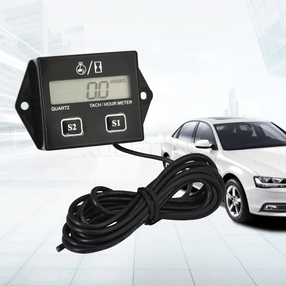 

Digital 2&4 Stroke Engine Spark Plugs LCD Display Tachometer RPM Tacho Tach Gauge Spin For Car Boat Motorcycle