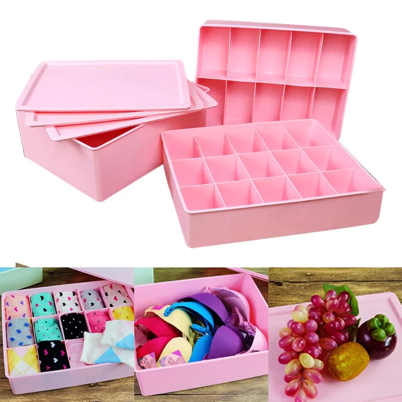 3 Pcs/Set Underwear Socks Plastic Storage Box Stacking Container With Lid and Slots TB Sale