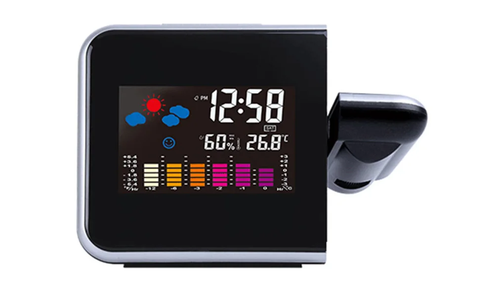 Светодиодный Будильник с цифровой проекцией, метеостанция, термометр, гигрометр, проектор, многофункциональные часы с календарем