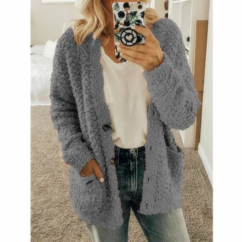 Long Sleeve Buttons Pocket Sweaters Women Autumn Winter New Women's Sweater Casual Cardigan Plus Size Coat Pull Femme Hiver