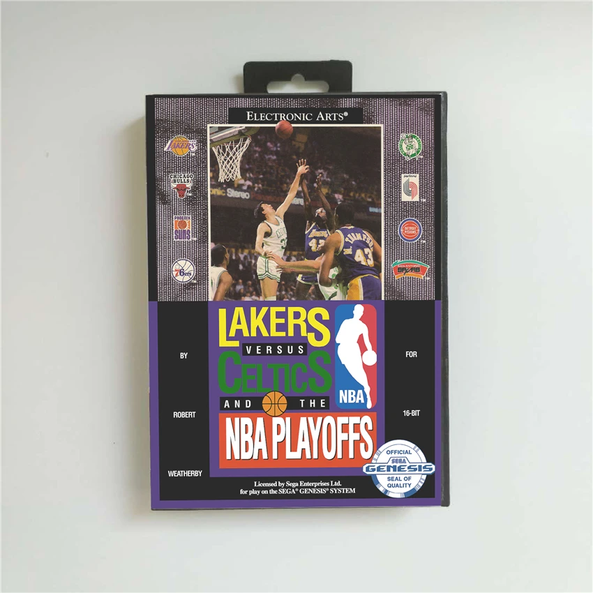 

Lakers versus Celtics and the NBAed Playoffs - USA Cover With Retail Box 16 Bit MD Game Card for Sega Megadrive Genesis