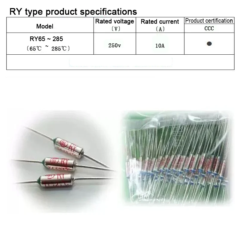 TF Термальность предохранитель RY 10A 250V Температура предохранитель 65C 70C 77C 72C 85C 95C 98C 110C 115C 105C 130C 125C 180C 285C 250C 210C 240C 192C