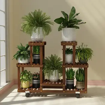 

Anti-corrosion Wood Flower Shelf Multi-layer Indoor Floor Space Living Room Balcony Fleshy Green Flower Pot Rack Plant Stand