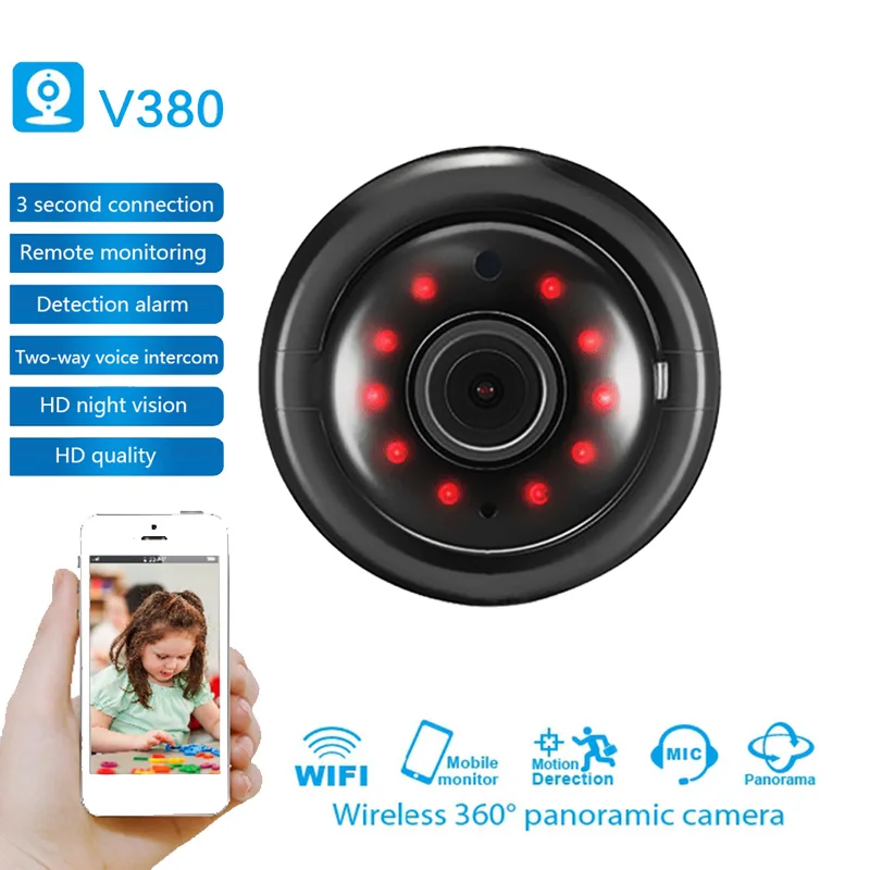 

IP Camera Mini Wifi Camera with Infrared Night Vision 2Way Audio Motion Tracker for Home Security Baby Monitor V380 wireless cam