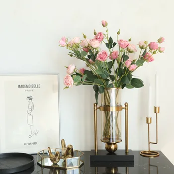 

5pcs/lot Artificial Flower Rose Fake Flowers INS-Style Wedding Decoration Boquet Holder Wall Plant Artificial Flowers Home Decor
