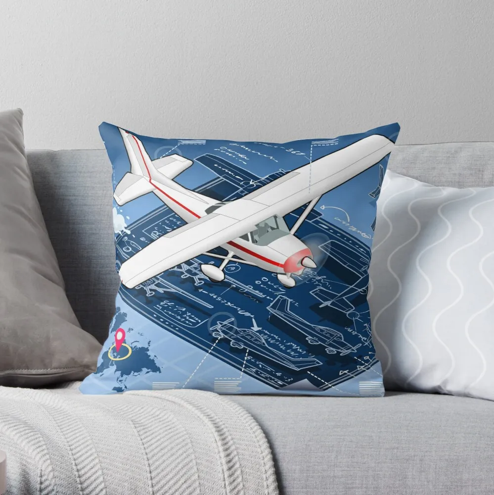 

Airplane Blue Print Throw Pillow Cushion Cover Polyester throw pillows case on sofa home living room car seat decor 45x45cm