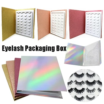 

16 Pairs/Box Reusable 3D Eyelashes Display Card False Lashes Container Empty Packaging Box Book Shape Fake Eyelash Storage