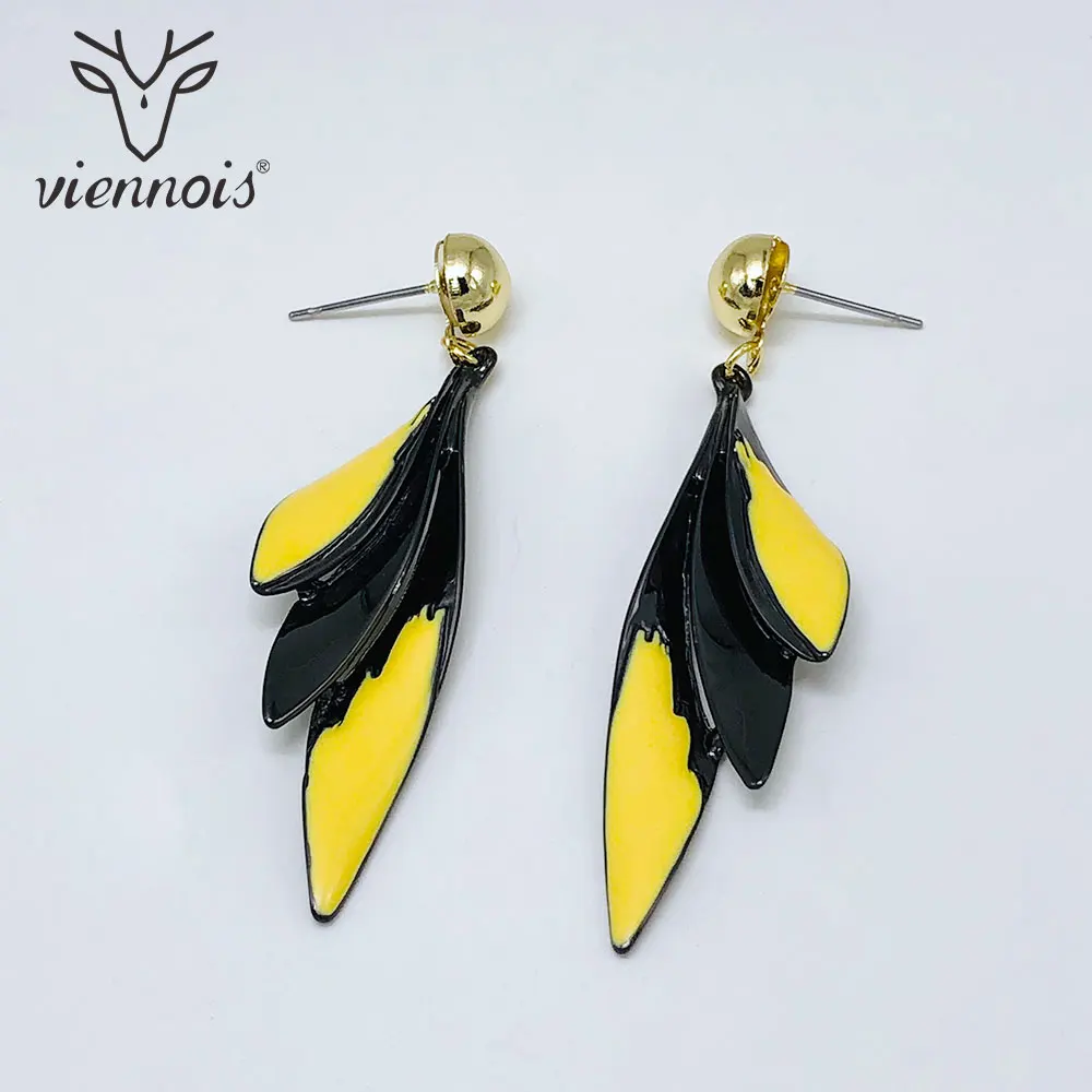 

Viennois New Enamel Dangle Earrings For Women in Exclusive Geometric Design Multicolor Female Metallic Party Jewelry