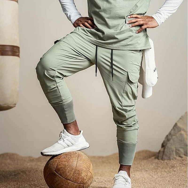 Khaki Joggers Pants Men Running 