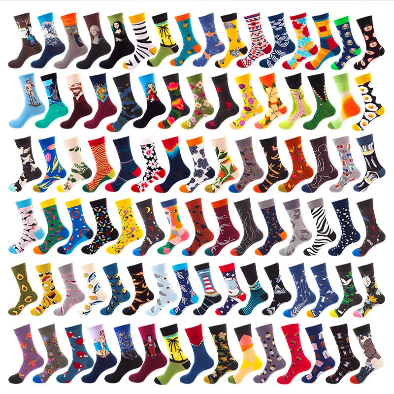 

Classic Autumn Winter socks Women Personality Art Van Gogh Mural World Famous Painting Female Socks Oil Happy cute Socks 2020