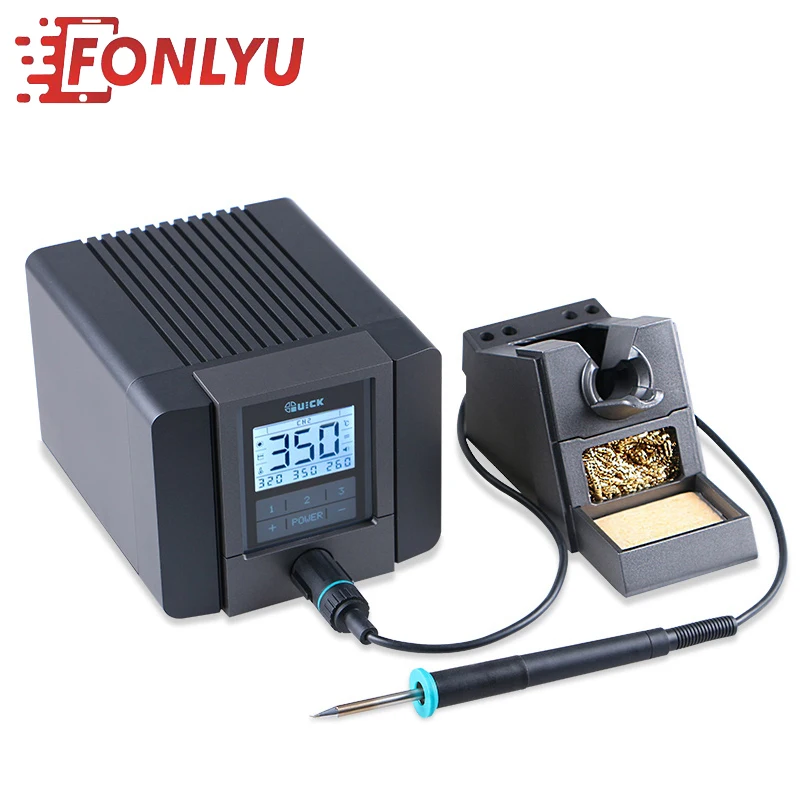 QUICK TS1200A Lead Free Quick Soldering Iron Station LED Display with One Soldering Tip for Phone Motherboard Repair